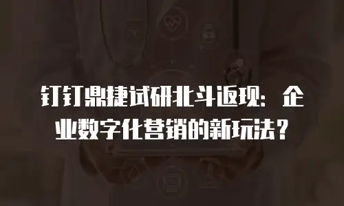钉钉鼎捷试研北斗返现：企业数字化营销的新玩法？