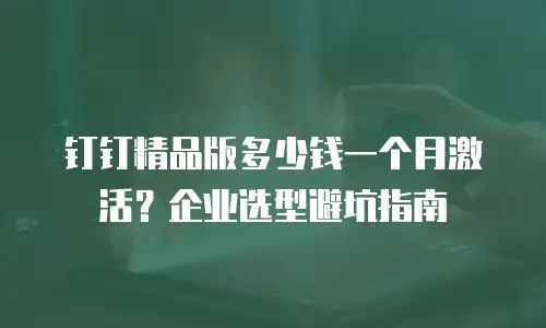 钉钉精品版多少钱一个月激活？企业选型避坑指南