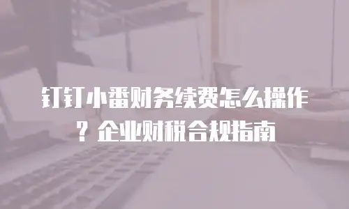 钉钉小番财务续费怎么操作？企业财税合规指南