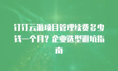 钉钉云派项目管理续费多少钱一个月？企业选型避坑指南