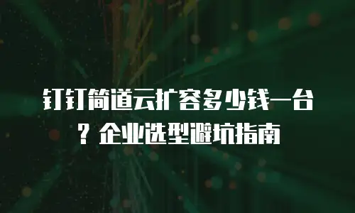 钉钉简道云扩容多少钱一台？企业选型避坑指南