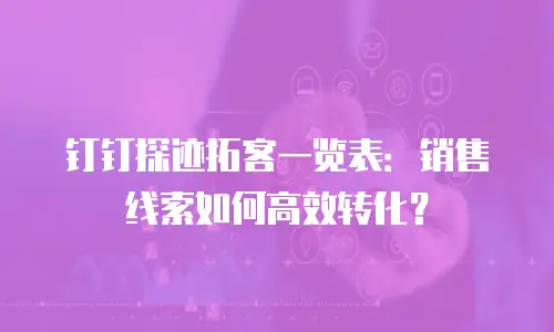 钉钉探迹拓客一览表：销售线索如何高效转化？