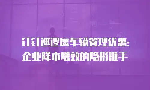 钉钉巡逻鹰车辆管理优惠：企业降本增效的隐形推手