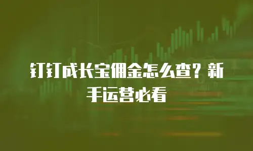 钉钉成长宝佣金怎么查？新手运营必看