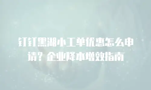 钉钉黑湖小工单优惠怎么申请？企业降本增效指南