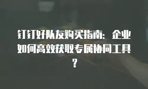 钉钉好队友购买指南：企业如何高效获取专属协同工具？