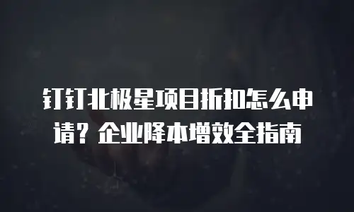 钉钉北极星项目折扣怎么申请？企业降本增效全指南