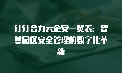 钉钉合力云企安一览表：智慧园区安全管理的数字化革新
