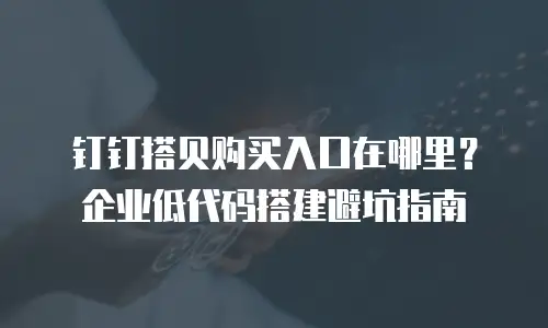 钉钉搭贝购买入口在哪里？企业低代码搭建避坑指南