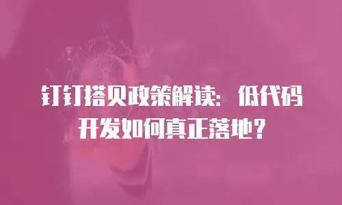 钉钉搭贝政策解读：低代码开发如何真正落地？