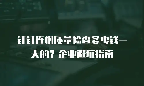 钉钉连帆质量检查多少钱一天的？企业避坑指南