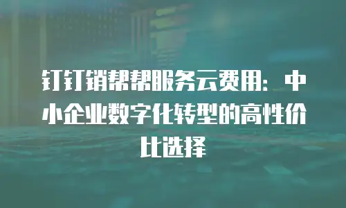 钉钉销帮帮服务云费用：中小企业数字化转型的高性价比选择