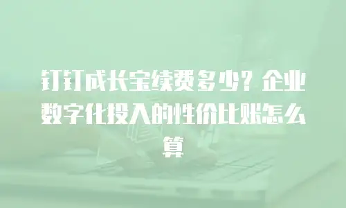 钉钉成长宝续费多少？企业数字化投入的性价比账怎么算