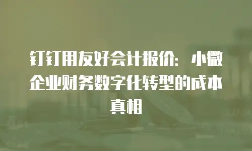 钉钉用友好会计报价：小微企业财务数字化转型的成本真相