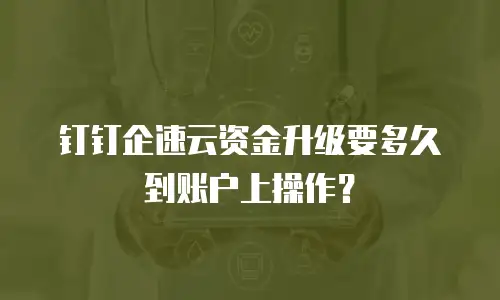 钉钉企速云资金升级要多久到账户上操作？
