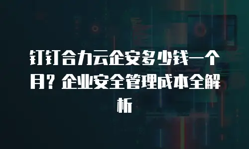 钉钉合力云企安多少钱一个月？企业安全管理成本全解析