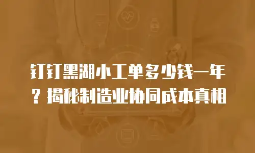 钉钉黑湖小工单多少钱一年？揭秘制造业协同成本真相