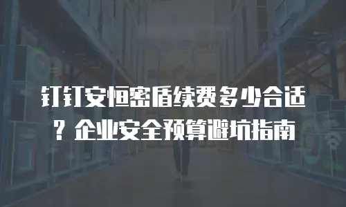 钉钉安恒密盾续费多少合适？企业安全预算避坑指南