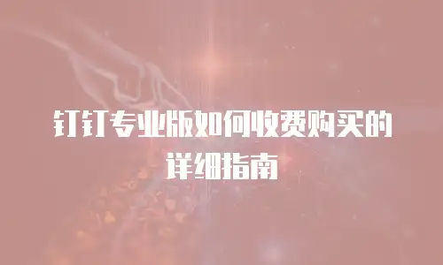 钉钉专业版如何收费购买的详细指南