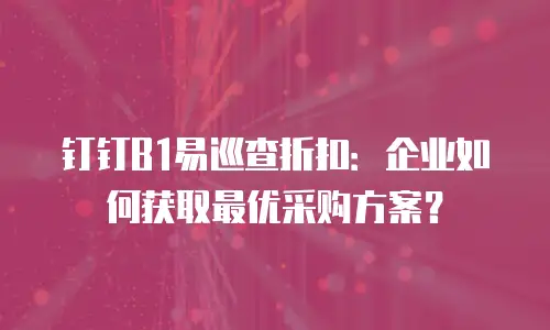 钉钉B1易巡查折扣：企业如何获取最优采购方案？
