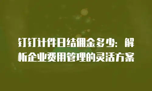 钉钉计件日结佣金多少：解析企业费用管理的灵活方案