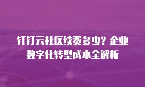 钉钉云社区续费多少？企业数字化转型成本全解析
