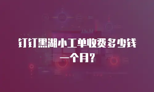 钉钉黑湖小工单收费多少钱一个月？