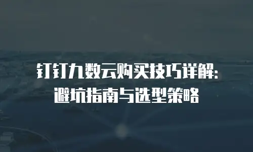 钉钉九数云购买技巧详解：避坑指南与选型策略