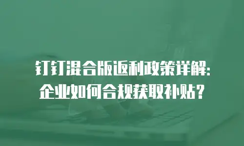钉钉混合版返利政策详解：企业如何合规获取补贴？