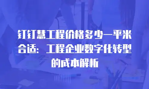 钉钉慧工程价格多少一平米合适：工程企业数字化转型的成本解析