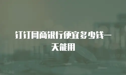钉钉网商银行便宜多少钱一天能用