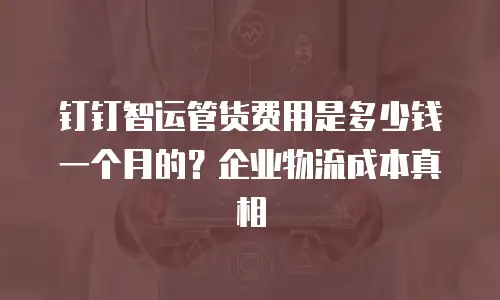 钉钉智运管货费用是多少钱一个月的？企业物流成本真相