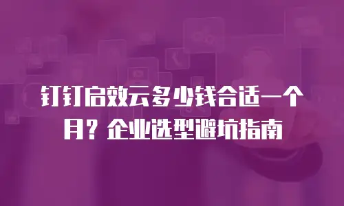 钉钉启效云多少钱合适一个月？企业选型避坑指南