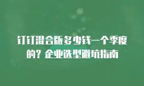 钉钉混合版多少钱一个季度的？企业选型避坑指南