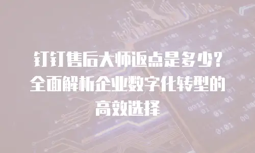 钉钉售后大师返点是多少？全面解析企业数字化转型的高效选择