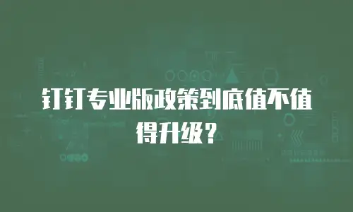 钉钉专业版政策到底值不值得升级？