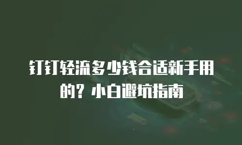 钉钉轻流多少钱合适新手用的？小白避坑指南