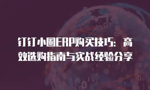 钉钉小圈ERP购买技巧：高效选购指南与实战经验分享