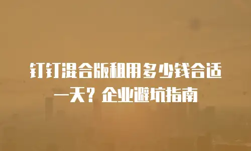 钉钉混合版租用多少钱合适一天？企业避坑指南