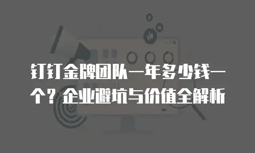 钉钉金牌团队一年多少钱一个？企业避坑与价值全解析