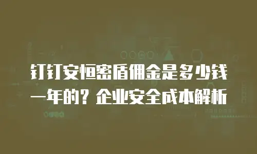 钉钉安恒密盾佣金是多少钱一年的？企业安全成本解析