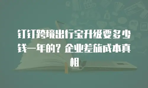 钉钉跨境出行宝升级要多少钱一年的？企业差旅成本真相