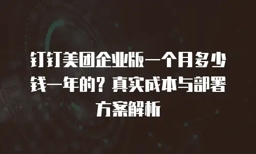 钉钉美团企业版一个月多少钱一年的？真实成本与部署方案解析