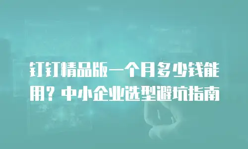 钉钉精品版一个月多少钱能用？中小企业选型避坑指南