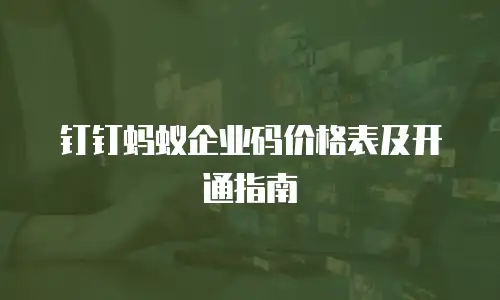 钉钉蚂蚁企业码价格表及开通指南