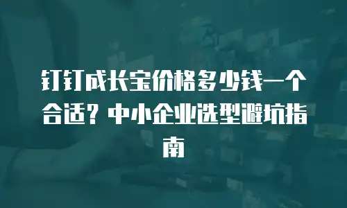 钉钉成长宝价格多少钱一个合适？中小企业选型避坑指南