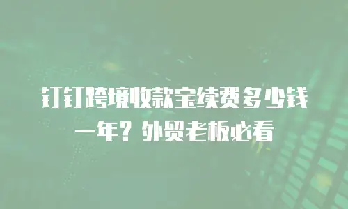 钉钉跨境收款宝续费多少钱一年？外贸老板必看