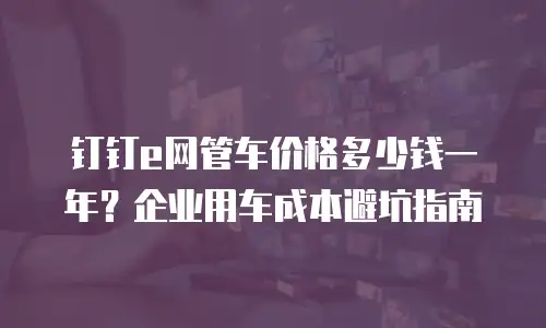钉钉e网管车价格多少钱一年？企业用车成本避坑指南