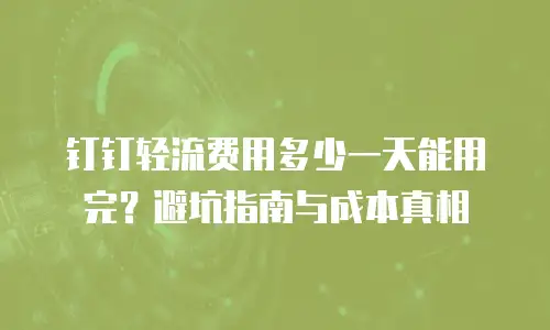 钉钉轻流费用多少一天能用完？避坑指南与成本真相