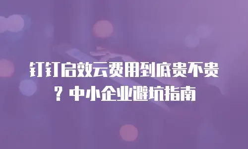 钉钉启效云费用到底贵不贵？中小企业避坑指南